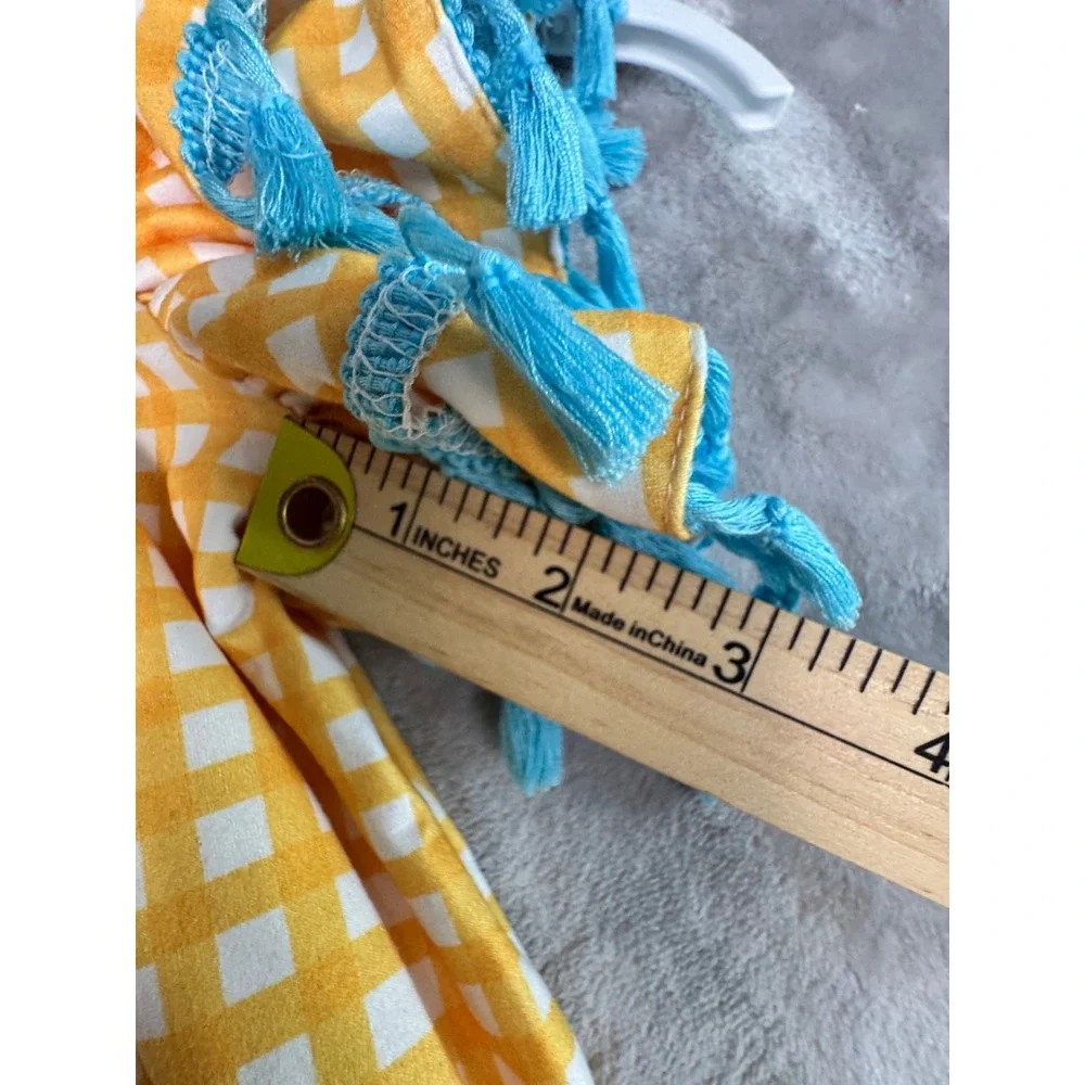 Girls XS‎ Yellow Gingham Dress Bunny Applique Tassel Sleeves Spring Easter 3T